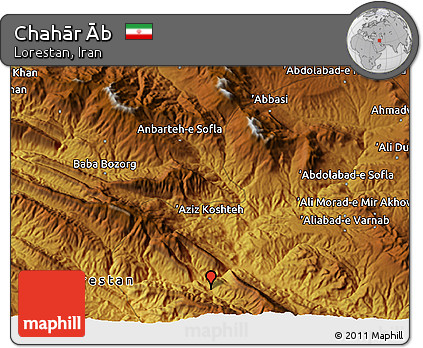 Physical 3D Map of Chahār Āb