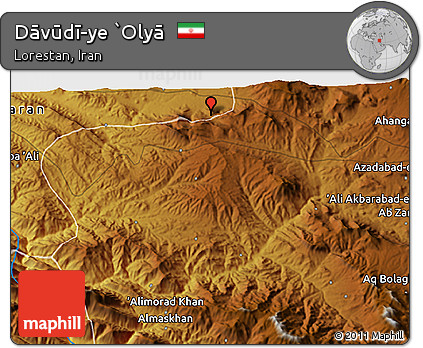 Physical 3D Map of Dāvūdī-ye `Olyā