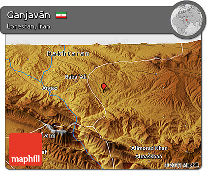 Physical 3D Map of Ganjavān