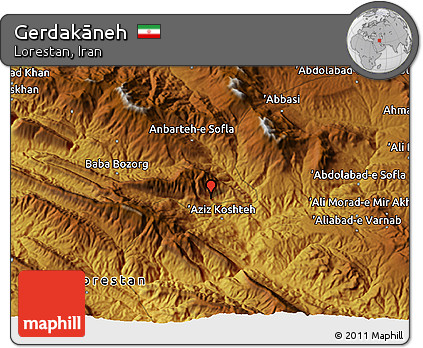 Physical 3D Map of Gerdakāneh
