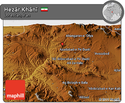 Physical 3D Map of Hezār Khānī