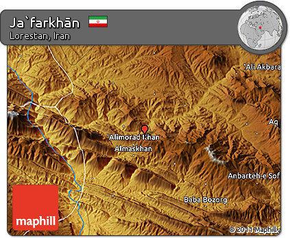 Physical 3D Map of Ja`farkhān