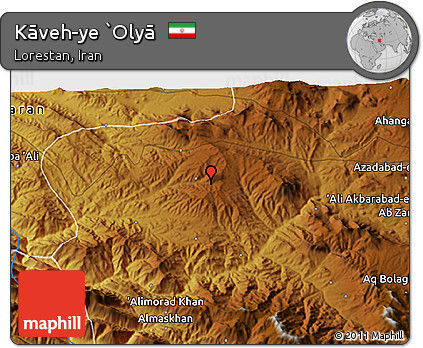 Physical 3D Map of Kāveh-ye `Olyā