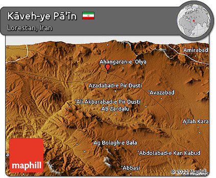 Physical 3D Map of Kāveh-ye Pā'īn