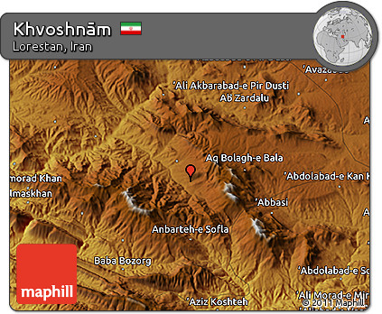 Physical 3D Map of Khvoshnām