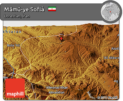 Physical 3D Map of Māmū-ye Soflá