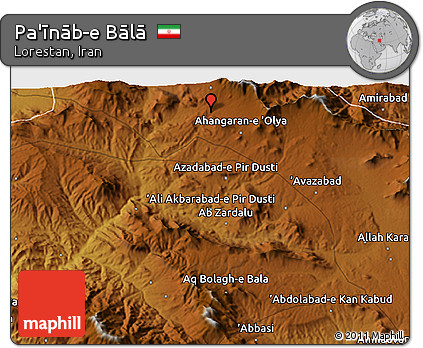 Physical 3D Map of Pa'īnāb-e Bālā