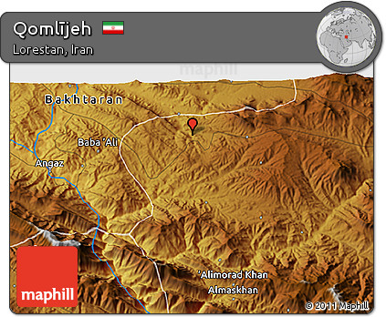 Physical 3D Map of Qomlījeh
