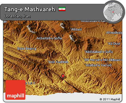 Physical 3D Map of Tang-e Mashvareh