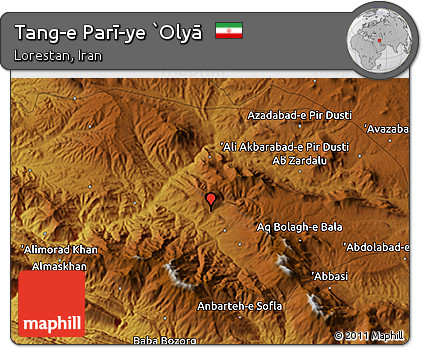 Physical 3D Map of Tang-e Parī-ye `Olyā