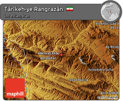 Physical 3D Map of Tārīkeh-ye Rangrazān