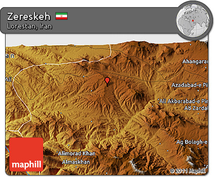 Physical 3D Map of Zereskeh