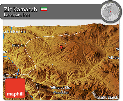 Physical 3D Map of Zīr Kamareh