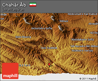 Physical 3D Map of Chahār Āb