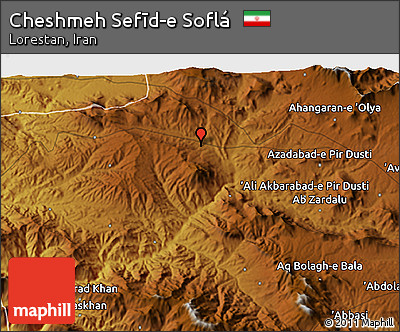 Physical 3D Map of Cheshmeh Sefīd-e Soflá