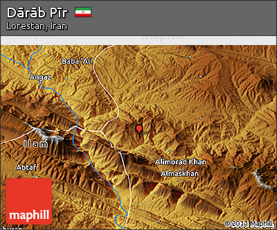 Physical 3D Map of Dārāb Pīr
