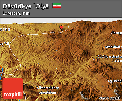 Physical 3D Map of Dāvūdī-ye `Olyā