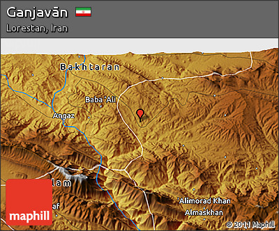 Physical 3D Map of Ganjavān
