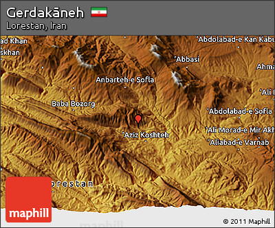 Physical 3D Map of Gerdakāneh