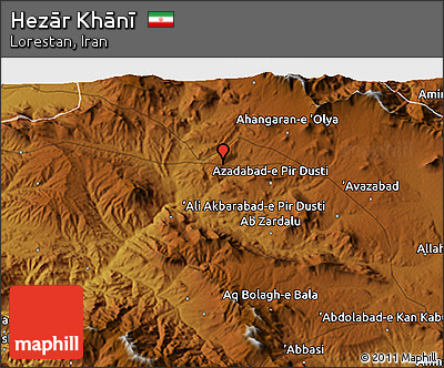 Physical 3D Map of Hezār Khānī