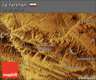 Physical 3D Map of Ja`farkhān
