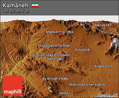 Physical 3D Map of Kamāneh