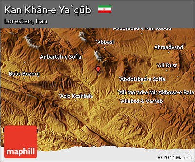 Physical 3D Map of Kan Khān-e Ya`qūb
