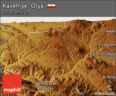 Physical 3D Map of Kāveh-ye `Olyā