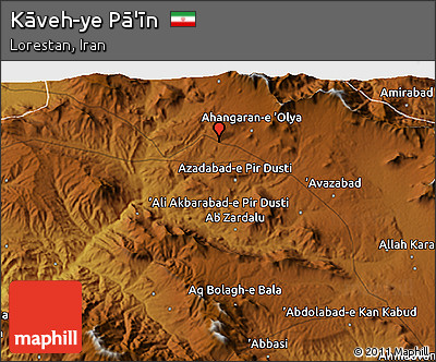 Physical 3D Map of Kāveh-ye Pā'īn