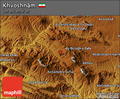 Physical 3D Map of Khvoshnām