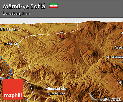 Physical 3D Map of Māmū-ye Soflá