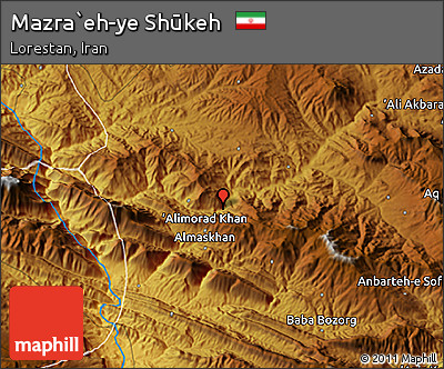 Physical 3D Map of Mazra`eh-ye Shūkeh