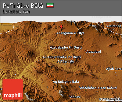 Physical 3D Map of Pa'īnāb-e Bālā