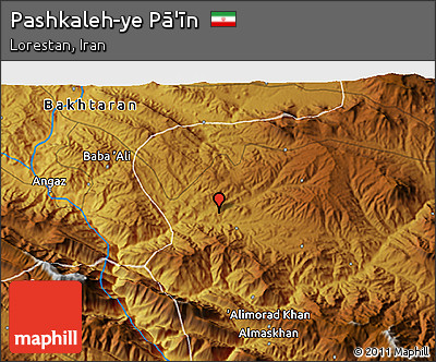 Physical 3D Map of Pashkaleh-ye Pā'īn