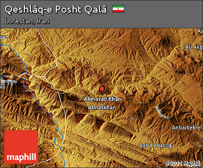 Physical 3D Map of Qeshlāq-e Posht Qalā