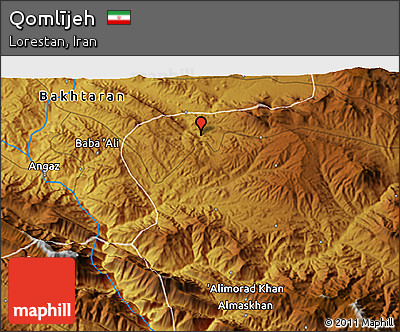 Physical 3D Map of Qomlījeh