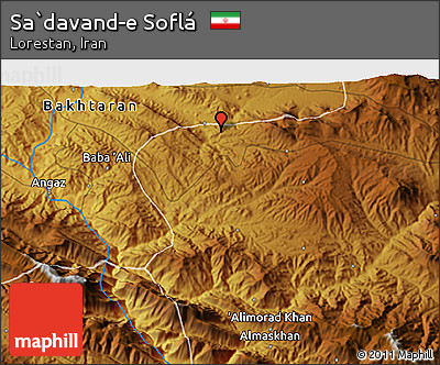 Physical 3D Map of Sa`davand-e Soflá
