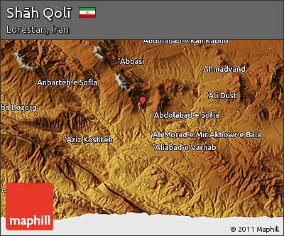 Physical 3D Map of Shāh Qolī