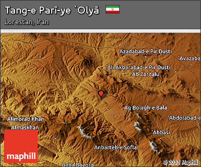 Physical 3D Map of Tang-e Parī-ye `Olyā