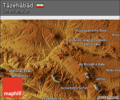 Physical 3D Map of Tāzehābād