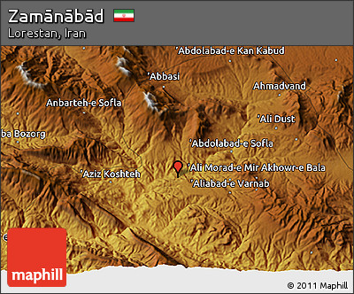 Physical 3D Map of Zamānābād