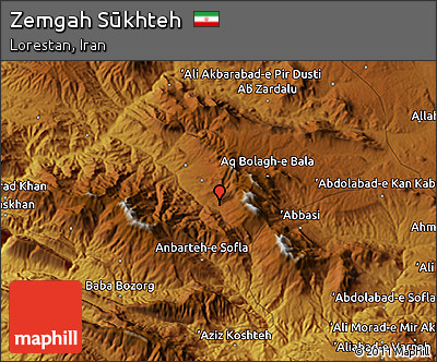 Physical 3D Map of Zemgah Sūkhteh