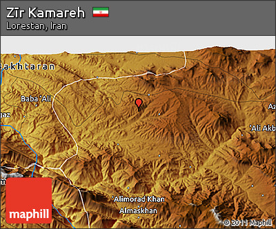 Physical 3D Map of Zīr Kamareh