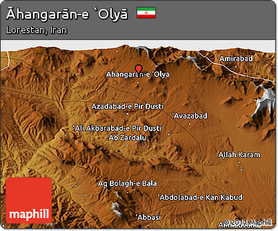 Physical 3D Map of Āhangarān-e `Olyā