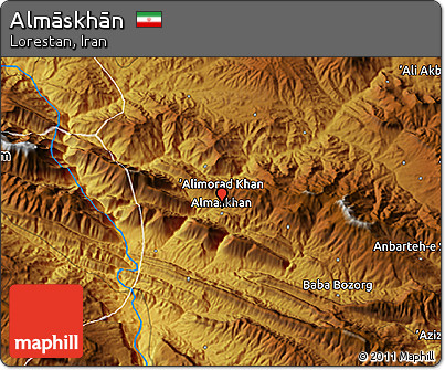 Physical 3D Map of Almāskhān