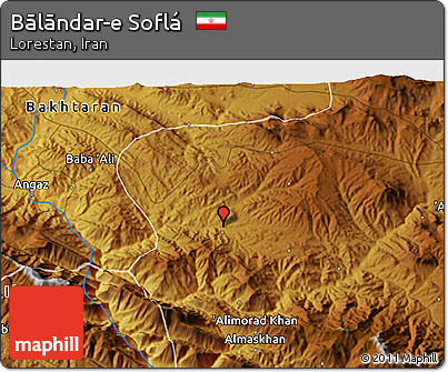 Physical 3D Map of Bālāndar-e Soflá