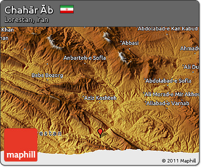 Physical 3D Map of Chahār Āb