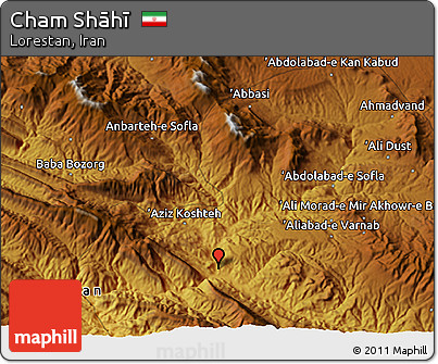 Physical 3D Map of Cham Shāhī