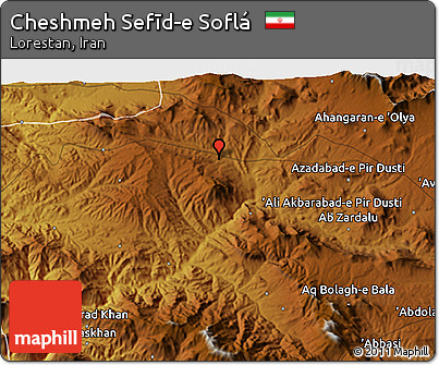 Physical 3D Map of Cheshmeh Sefīd-e Soflá