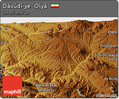 Physical 3D Map of Dāvūdī-ye `Olyā